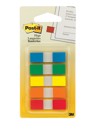 Post-it® Flags, .47 Wide, Assorted Colors, 100 Flags/Pack (683-5CF)