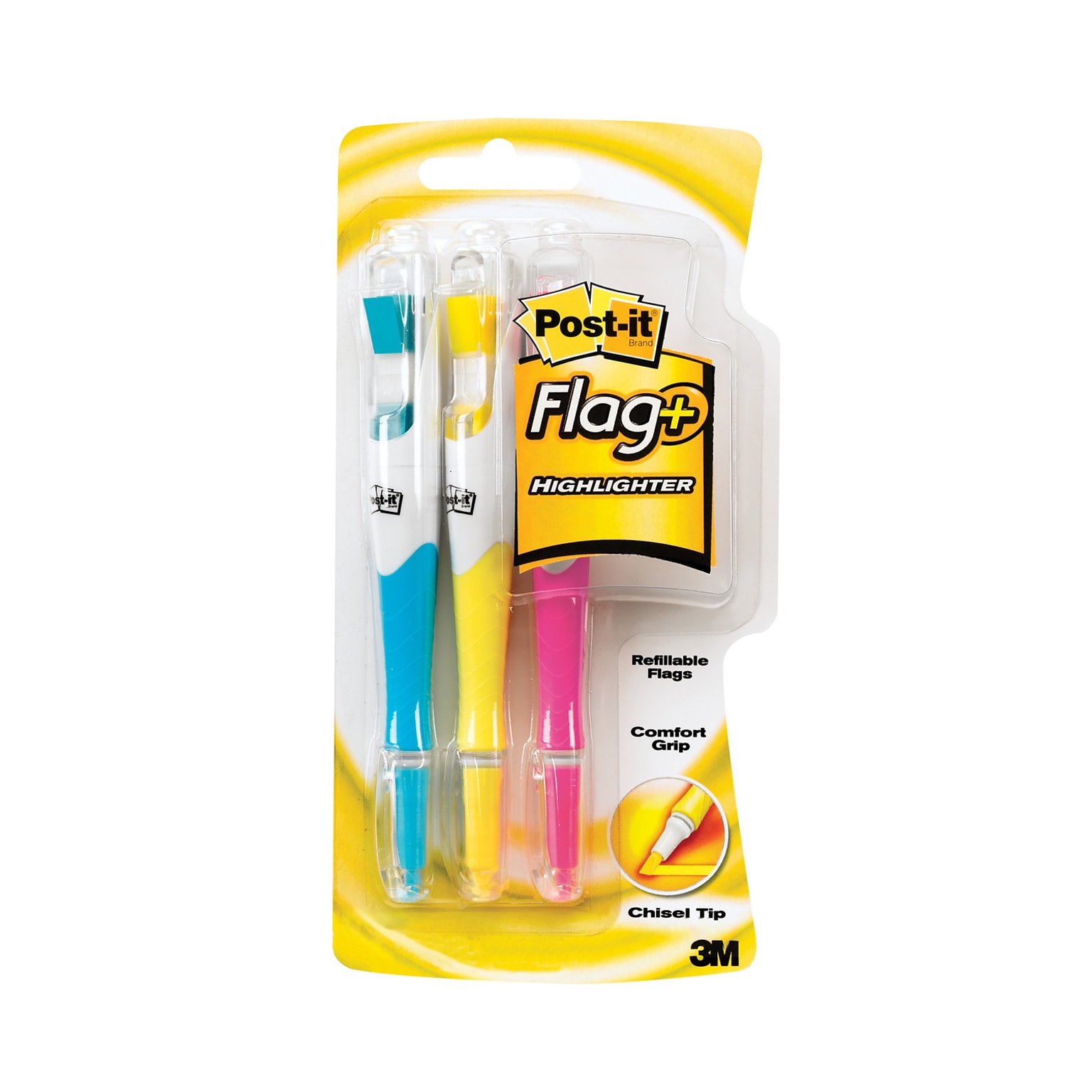 Post-it® Flag + Highlighter, Assorted Colors, 150 Flags/Pack, 3 Highlighters/Pack (689-HL3)