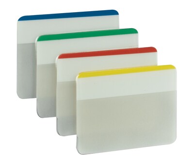 Post-it Durable Tabs 686F-1, 2 in x 1.5 in (50.8 mm x 38 mm) Beige, Green, Red, Canary Yellow 24 pk/cs