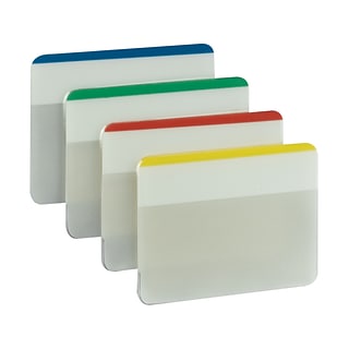 Post-it Durable Tabs 686F-1, 2 in x 1.5 in (50.8 mm x 38 mm) Beige, Green, Red, Canary Yellow 24 pk/cs