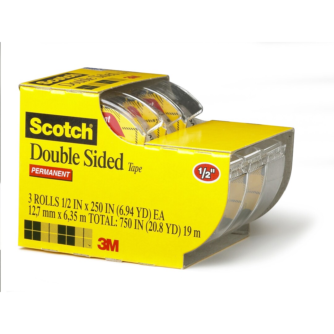 Scotch Permanent Double Sided Tape W Refillable Dispenser 1 2 X 7 Yds 1 Core 3 Rolls 3136 Quill Com