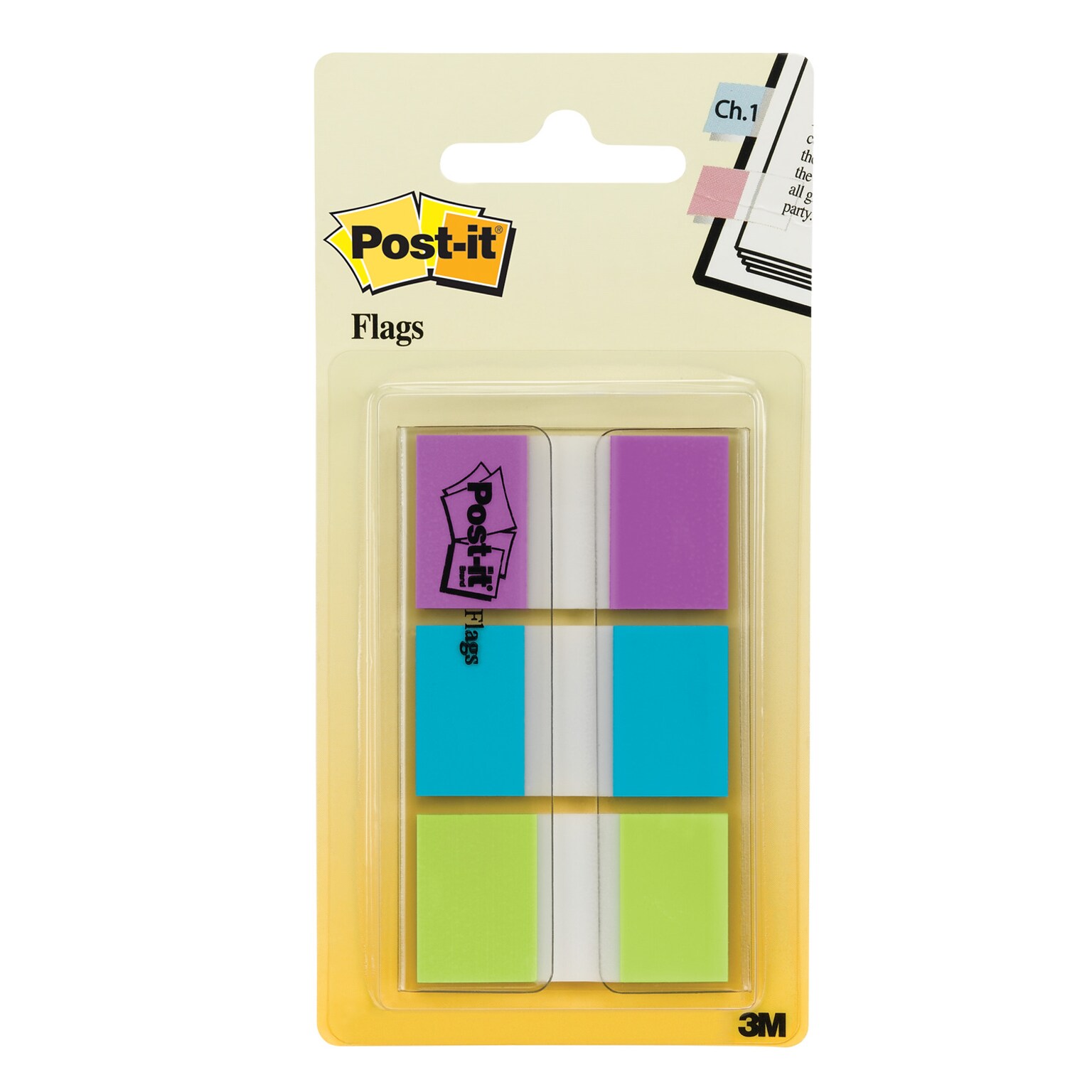 Post-it® Flags, .94 Wide, Assorted Colors, 60 Flags/Pack (680-PBG)