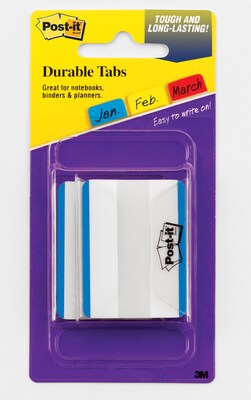 Post-it® Durable Tabs, 2 Wide, Solid, Blue, 50 Tabs/Pack (686F-50BL)