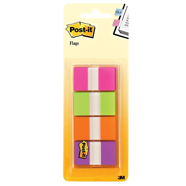 Post-it Clear Flags with 5 Color Tabs Post-it Flags Bright Colors 5pack  Clear Dispenser