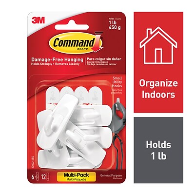 Command™ Small Utility Hooks Value Pack, White, 6 Hooks (17002-6ES)