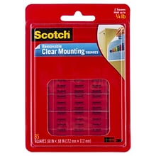 Scotch® Removable Mounting Squares, 11/16 x 11/16, Clear, 35/Pack