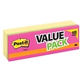 Post-it® Notes, 3 x 3 Assorted Colors, 100 Sheets/Pad, 18 Pads/Pack (654-14+4YWB)