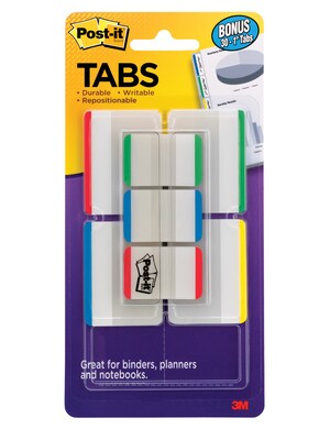 Post-it® Tabs Value Pack, 1 Wide and 2 Wide, Assorted Colors, 114 Tabs/Pack (686-VAD1)