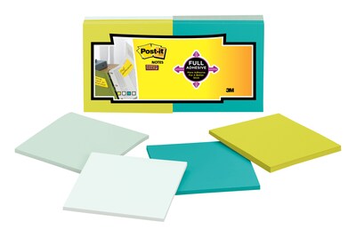 Post-it® Super Sticky Full Adhesive Notes, 3 x 3, Assorted, 25 Sheets/Pad, 12 Pads/Pack (F330-12SSFM)