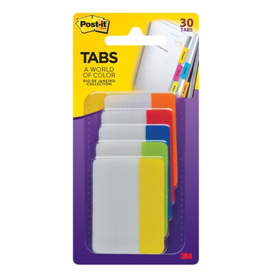Post-it® Tabs, 2 Wide, Rio de Janeiro Collection, 30 Tabs/Pack (686-RIO2)