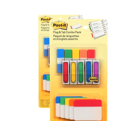 Post-it® Flags & Tabs Value Pack, Assorted Sizes, Assorted Colors, 230/Pack (686-XLP)