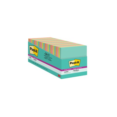Post-it Super Sticky Notes, 3 X 3 Inches, Miami Colors, 24 Pads With 70 Sheets