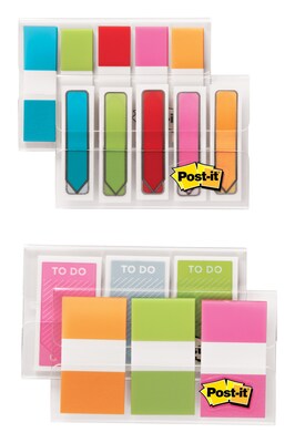 Post-it® 1/2 and 1 Flags, Miami Collection Combo Pack, 320 Flags/in Four On-The-Go Dispensers (683