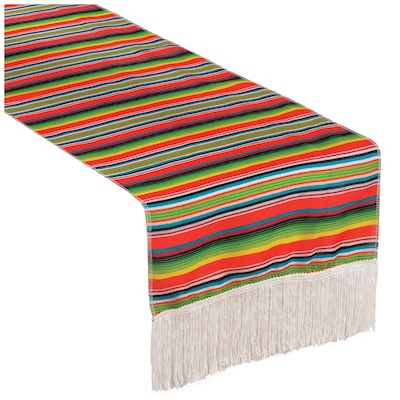 Amscan Fiesta Serape Striped Reusable Table Runner, 72L x 14W, Multi Color, Polyester, Pack of 2 (