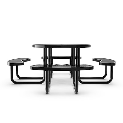 Flash Furniture Creekside Outdoor Picnic Table with Mesh Seats and Umbrella Hole, Black (SLFEMR46BK)