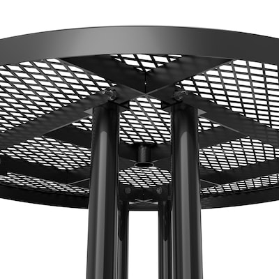 Flash Furniture Creekside Outdoor Picnic Table with Mesh Seats and Umbrella Hole, Black (SLFEMR46BK)