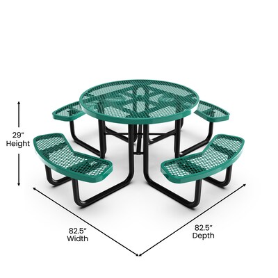 Flash Furniture Creekside Outdoor Picnic Table with Mesh Seats and Umbrella Hole, Green (SLFEMR46GN)