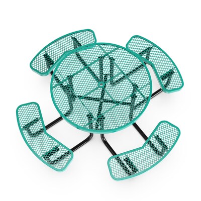 Flash Furniture Creekside Outdoor Picnic Table with Mesh Seats and Umbrella Hole, Green (SLFEMR46GN)