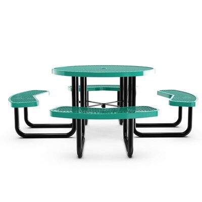 Flash Furniture Creekside Outdoor Picnic Table with Mesh Seats and Umbrella Hole, Green (SLFEMR46GN)