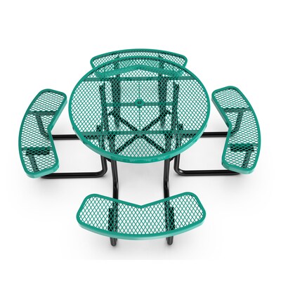 Flash Furniture Creekside Outdoor Picnic Table with Mesh Seats and Umbrella Hole, Green (SLFEMR46GN)