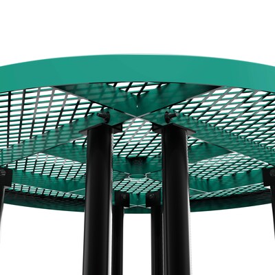 Flash Furniture Creekside Outdoor Picnic Table with Mesh Seats and Umbrella Hole, Green (SLFEMR46GN)