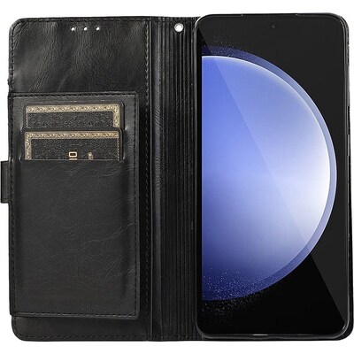 SaharaCase Genuine Leather Folio Wallet Case for Samsung Galaxy S23 FE, Black (CP00515)