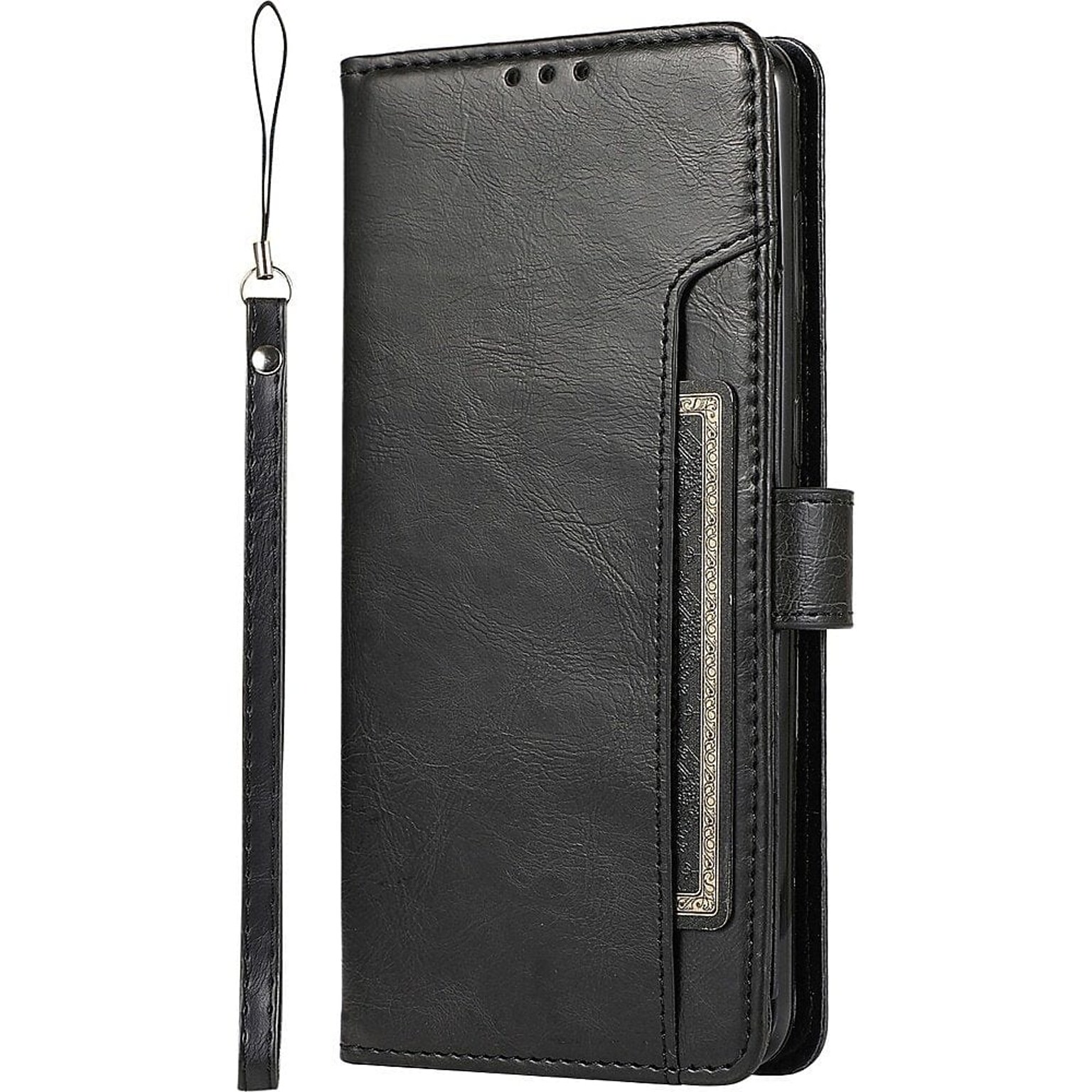 SaharaCase Genuine Leather Folio Wallet Case for Samsung Galaxy S23 FE, Black (CP00515)