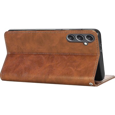 SaharaCase Genuine Leather Folio Wallet Case for Samsung Galaxy S23 FE, Brown (CP00516)