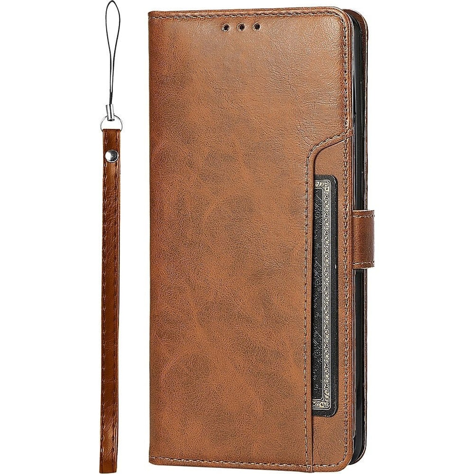 SaharaCase Genuine Leather Folio Wallet Case for Samsung Galaxy S23 FE, Brown (CP00516)