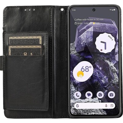 SaharaCase Leather Folio Wallet Case for Google Pixel 8, Black (CP00522)