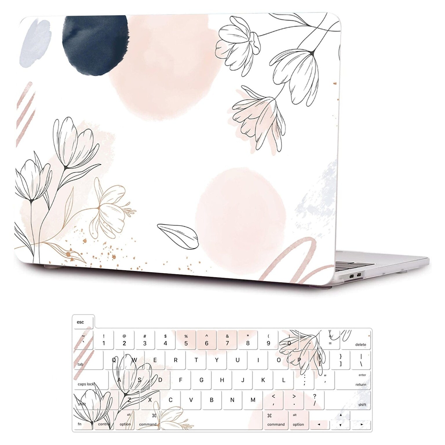 SaharaCase HybridFlex Arts 13 Laptop Case for Apple MacBook Pro, White Floral (LT00023)