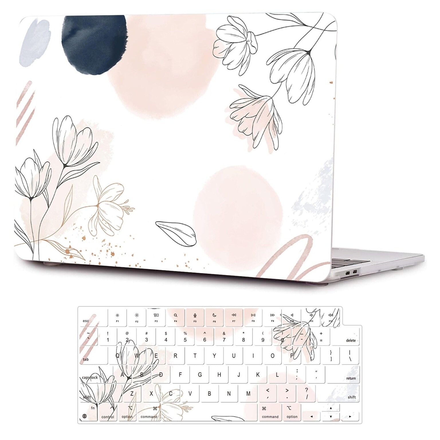 SaharaCase HybridFlex Arts Laptop Case for MacBook Pro 14-Inch (2021–2025, M1–M5), White Floral (LT00030)
