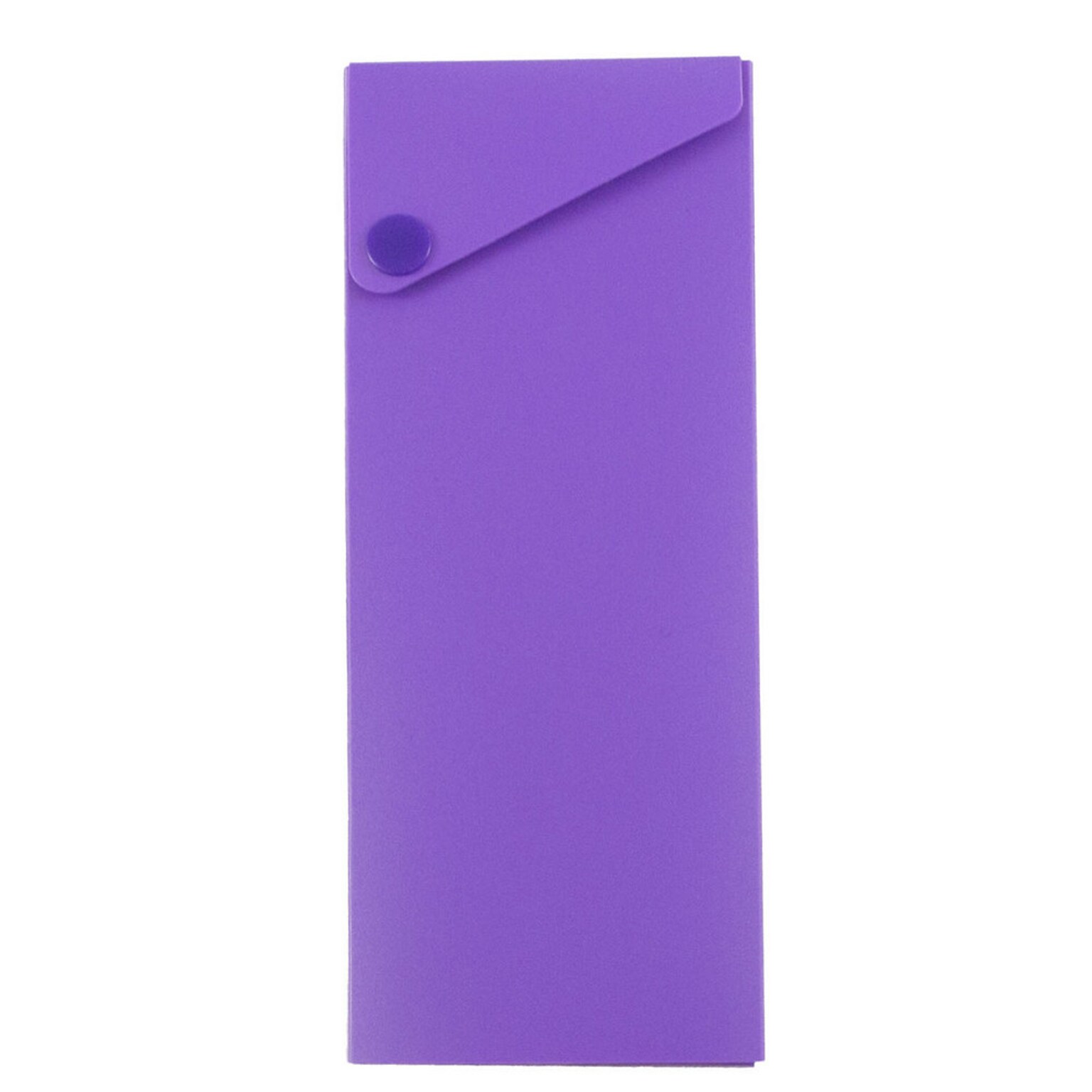 JAM Paper Plastic Sliding Pencil Case Box with Button Snap, Purple (2166513300)