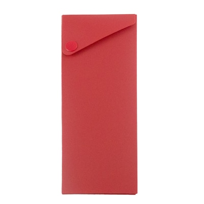 JAM Paper Plastic Sliding Pencil Case Box with Button Snap, Red (2166513299)