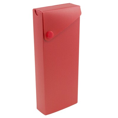 JAM Paper Plastic Sliding Pencil Case Box with Button Snap, Red (2166513299)