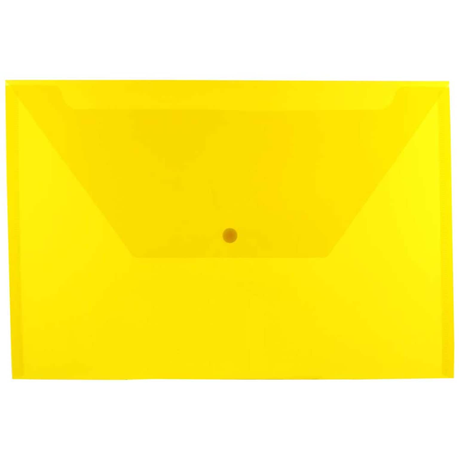 JAM Paper® Plastic Envelopes with Snap Closure, Legal Booklet, 9.75 x 14.5, Yellow, 12/Pack (34830YE)