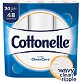 Cottonelle Ultra CleanCare Toilet Paper, 1-Ply, White, 24 Double Rolls (47766)