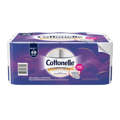 Cottonelle Ultra ComfortCare Toilet Paper, 2-Ply, White, 24 Double Rolls (48625)