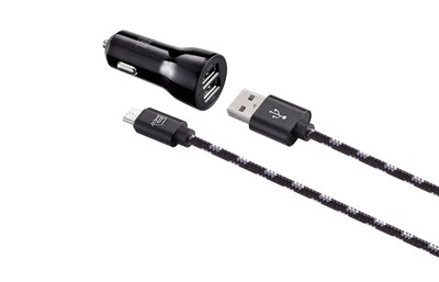 LAX Gadgets Micro USB 6ft Charger with Car Charger Black (MUSBCAR6FT-BLK)