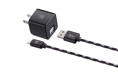 LAX Gadgets Micro USB 6ft Charger with Wall Charger Black (MUSBWALL6FT-BLK)