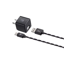 LAX Gadgets LAX Type C 6ft Charger with Wall Charger Black (USBCWALL6FT-BLK)