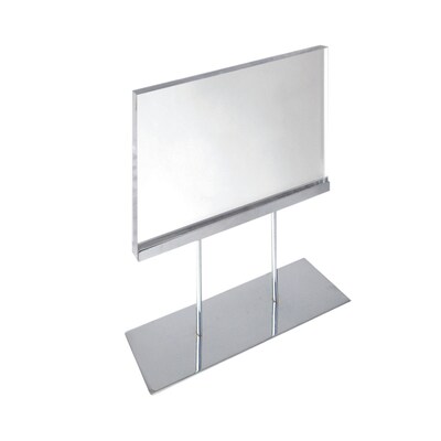 Azar Medium Acrylic Block Sign Holder On Chrome Stand For Counter (104564)
