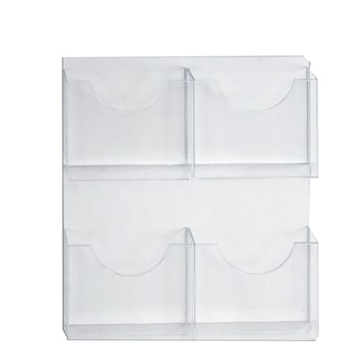 Azar Four Pocket Magazine/Letter Holder, Clear, 2/Box (252096)