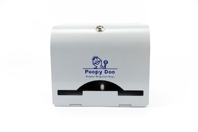 Poopy Doo Diaper Disposal Large Bag Dispenser, White, Steel, 400 Bag Capacity (PD-DSP-06 WH)
