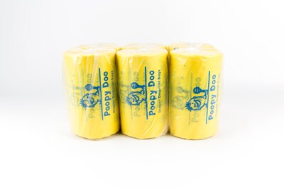 Poopy Doo Diaper Disposal Trash Bags, Yellow, 6 Rolls/Case (PD-6-400)
