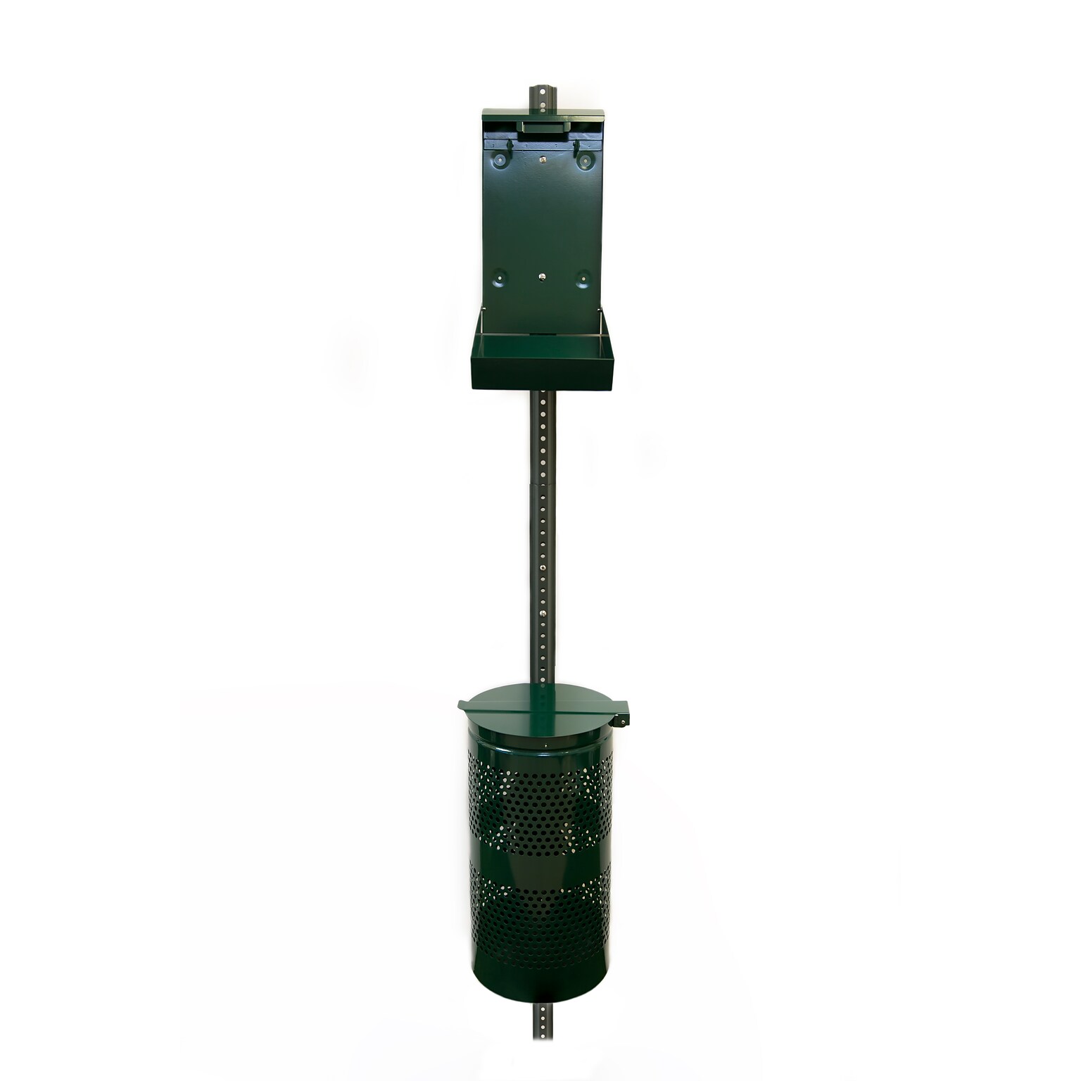 Poopy Pouch 10 Gallon Steel Trash Can Station with Lid, Green (PP-H-Kit)