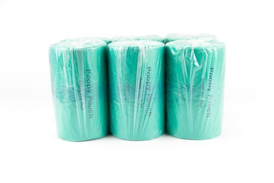 Poopy Pouch Tie-Handle Pet Waste Bags, 14 Mic, Green, 6 Rolls/Case (SD-6-400)