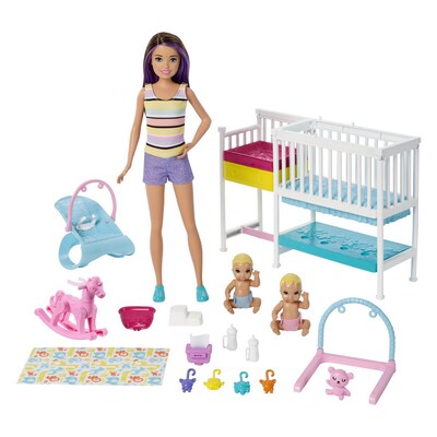 Mattel Barbie Skipper Babysitters Inc Nap ‘n Nurture Nursery Dolls and Playset (GFL38)