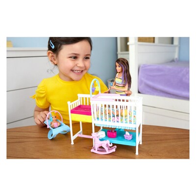 Mattel Barbie Skipper Babysitters Inc Nap ‘n' Nurture Nursery Dolls and Playset (GFL38)