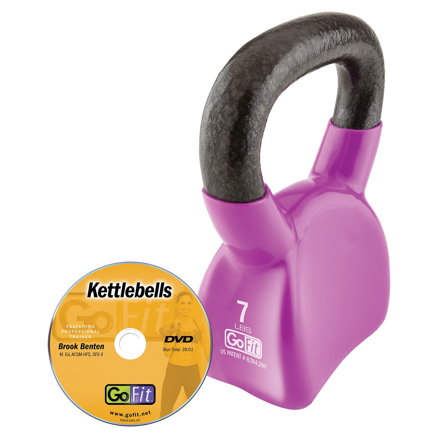 GoFit Purple Contour Kettlebell with DVD, 7 lb. (GF-CKB7)